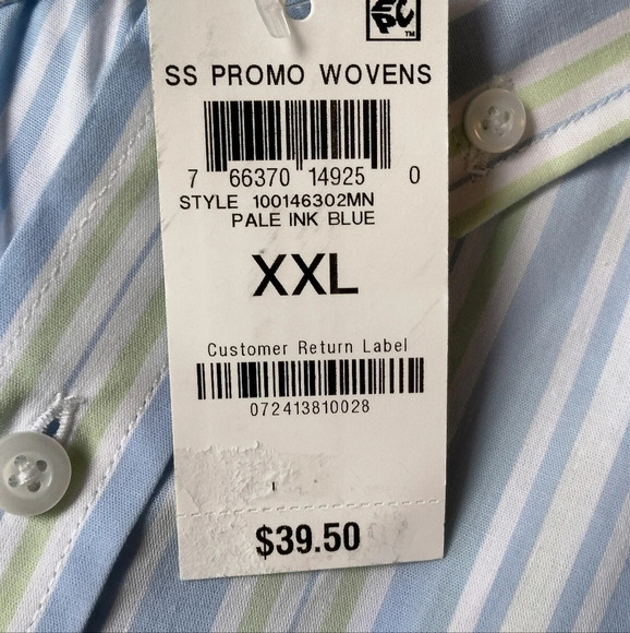 CLUB ROOM XXL Men's Short-Sleeve Striped Dress Shirt PALE INK BLUE - Picture 6 of 6